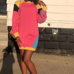 COLOR BLOCK SWEATER DRESS